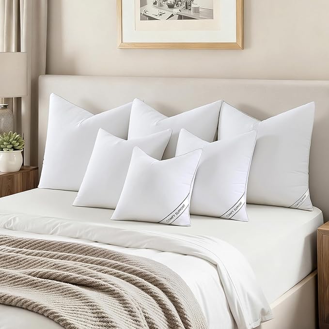 MIULEE 22x22 Inch Pillows Inserts, Pack of 2 Down Alternative Virgin Filling Comfy Support Throw Pillows for Sofa Couch Bed