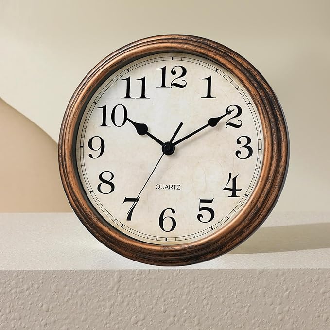 Wall Clock, Vintage Battery Operated, Retro Silent Non Ticking Decorative Clocks for Home Kitchen School Living Room