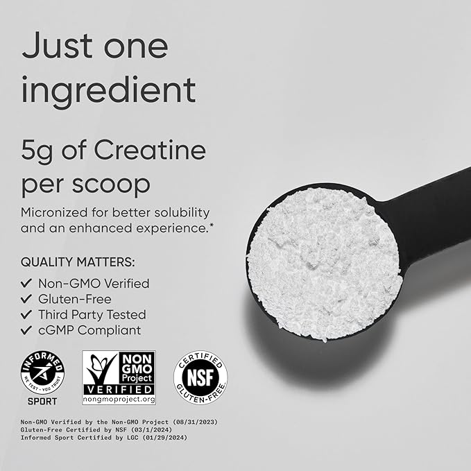 Sports Research Creatine Monohydrate - Gain Lean Muscle, Improve Performance and Strength and Support Workout Recovery* - 5 g Micronized Creatine - 17.46 oz