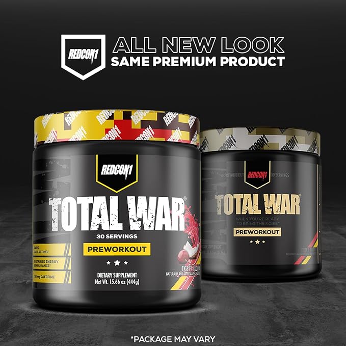 REDCON1 Total War Pre Workout, Grape - Fast Acting Caffeinated Preworkout for Men + Women with Beta Alanine - Contains Citrulline Malate for Increased Pump, Blood Flow (30 Servings)