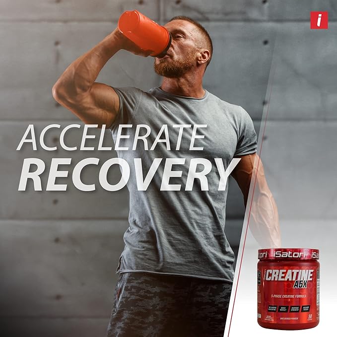 iSatori Creatine A5X with Creatine Monohydrate & Betaine Anhydrous for Muscle Growth, Strength Building, & Recovery - Dietary Supplement for Training & Weight Lifting - Unflavored (50 Servings)