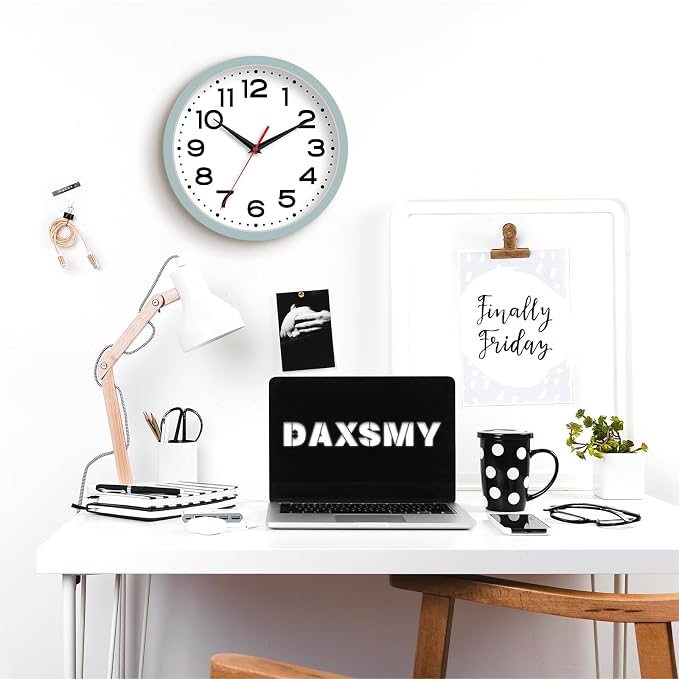 Roymnie Wall Clock Silent Non-Ticking Modern Clock Battery Operated 12 Inch Small Classic Analog Decorative for Kitchen, Bathroom, Office, Bedroom, Home(Blue Gray)