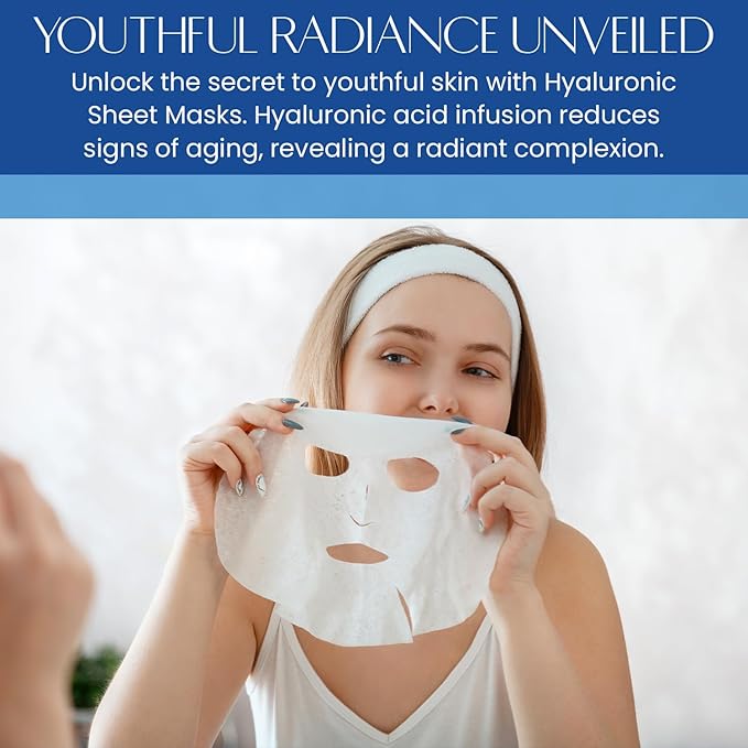 Hyaluronic Acid Sheet Face Mask - Skin Firming, Anti-Aging, Moisturizes & Plumps Skin - Dermatologist Tested, Cruelty-Free Korean Skin Care for All Skin Types - 5 Masks (2 Pack)