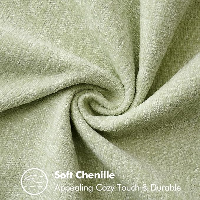 MIULEE Pack of 2 Summer Throw Pillow Covers 16x16 Inch Light Green Farmhouse Decorative Pillow Covers with Stitched Edge Soft Chenille Solid Dyed Pillow Covers for Couch Sofa Bed Living Room
