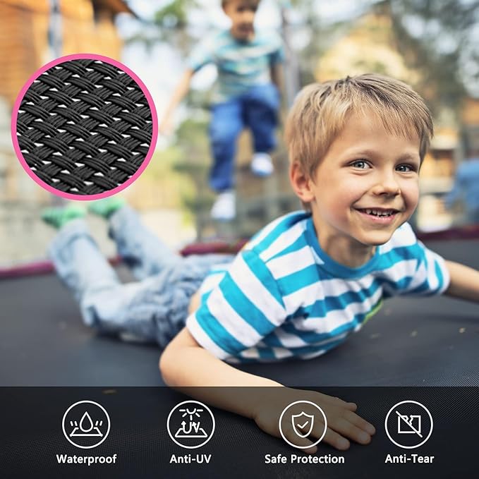 SKOK Trampoline 8FT 10FT 12FT 14FT 15FT Trampolines with Enclosure Net, 400LBS Outdoor Trampolines for Kids with Basketball Hoop-ASTM Approved Trampoline for Children and Adults with Ladder