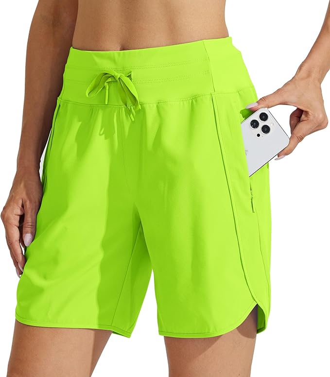 Willit Women's 7" Athletic Running Shorts Long Workout Hiking Shorts Quick Dry High Waisted Active Zipper Pocket(3X-Large)