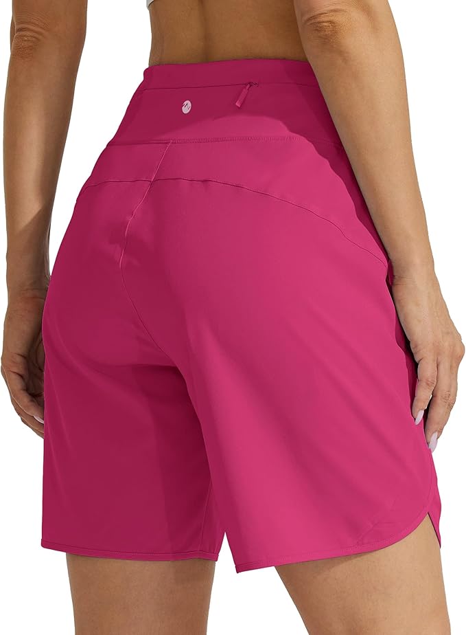 Willit Women's 7" Athletic Running Shorts Long Workout Hiking Shorts Quick Dry High Waisted Active Zipper Pocket(3X-Large)