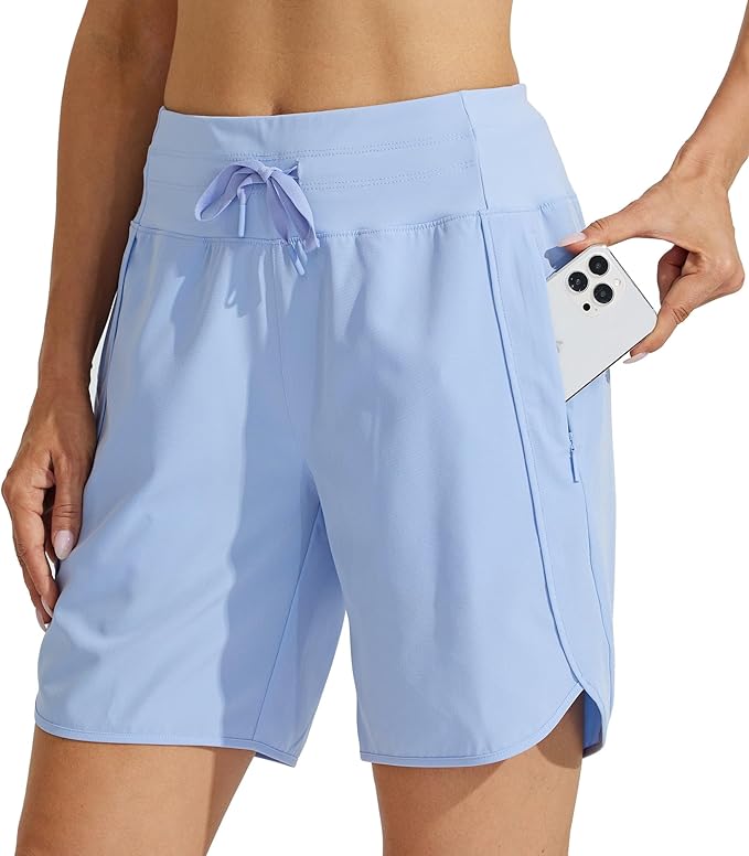 Willit Women's 7" Athletic Running Shorts Long Workout Hiking Shorts Quick Dry High Waisted Active Zipper Pocket(XX-Large)