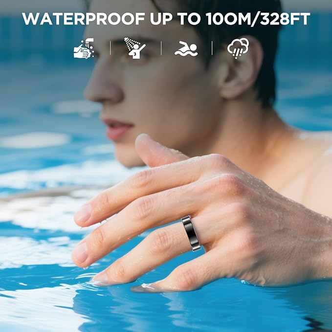 Ultra-thin Smart Ring for Women Men, Activity Fitness Tracker, Waterproof Fitness Ring with Sleep Tracker, 24/7 Heart Rate Monitor,Step Counter,Calorie Pedometer,No APP Fee,for iOS Android(RoseGold#7)