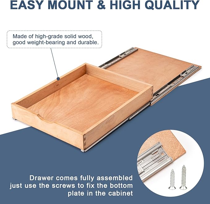 Pull Out Cabinet Drawers - 6x2 Size Options (12-23'W,18-21'D), Pre-Assembled with Soft Close Slides, Solid Beechwood, Easy Installation(16'W x 18'D)