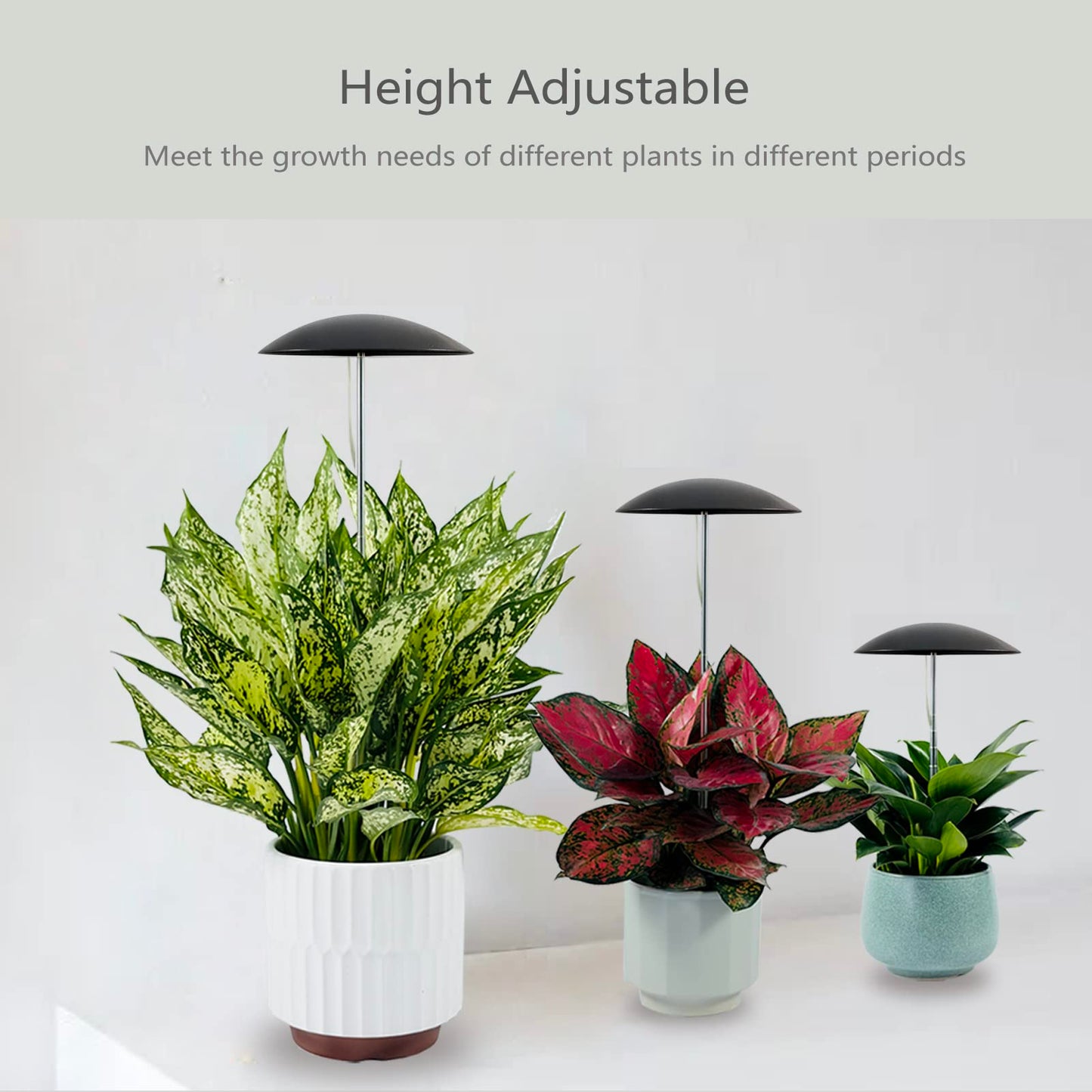 LED Grow Lights for Indoor Plants 2 Pack, Smart USB Small Full Spectrum Plant Lights with Remote, Height Adjustable, Auto On/Off Timer, Ideal for Home Decoration, Black