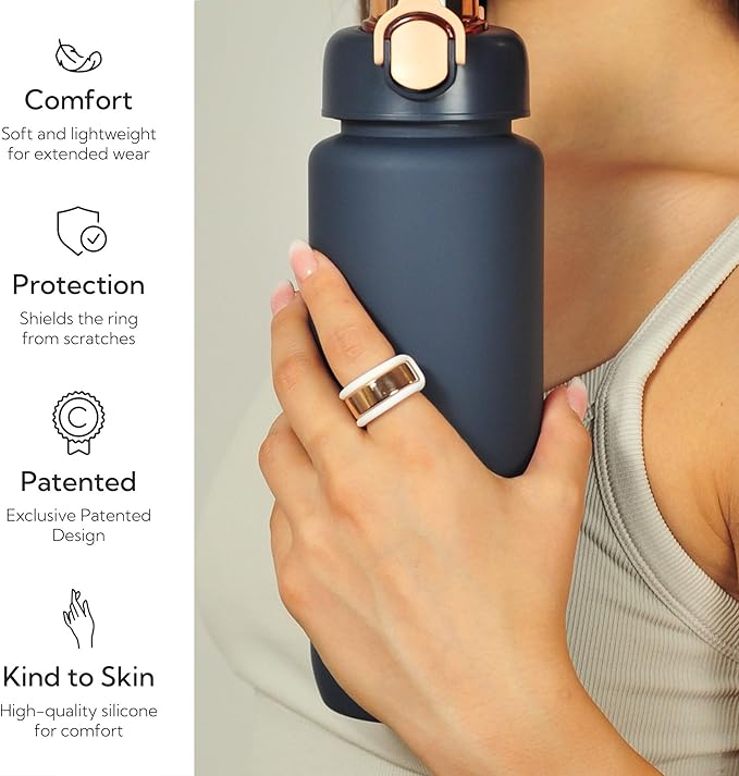 Rinfit Smart Ring Protector - Silicone Ring Enhancer for Active Lifestyle and Gym - StyleFit U.S. Design Patent - White, Size 11