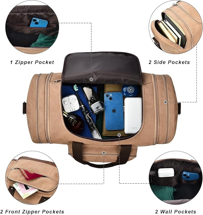 Dimayar Expandable Duffle Bag for Men, 50L Large-Capacity Weekender, Water-Resistant Mens Duffle Bags for Traveling, Lightweight & Durable Overnight Carry-On, Versatile Gym and Travel Bag