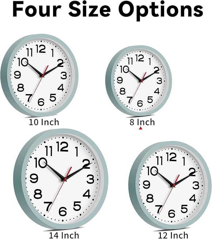Roymnie Wall Clock Silent Non-Ticking Modern Clock Battery Operated 8 Inch Small Classic Analog Decorative for Kitchen, Bathroom, Office, Bedroom, Home(Blue Gray)