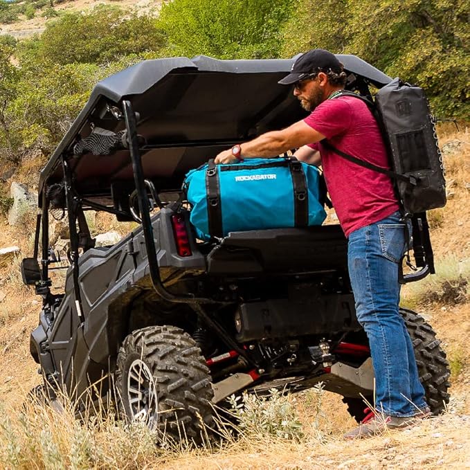 Waterproof Duffle Bag for Travel and Camping with Roll-Top Closure, Durable, All-Weather, and Versatile Dry Bag - Rockagator Mammoth Series (90 Liter, Light Blue)