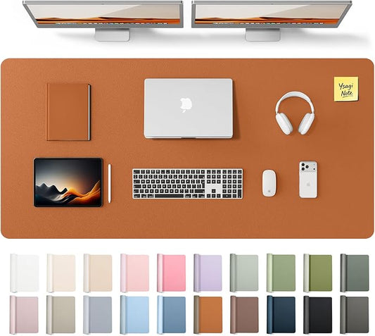 YSAGi Leather Desk Pad Protector, Office Desk Mat, Large Mouse Pad, Non-Slip PU Leather Desk Blotter, Laptop Desk Pad, Waterproof Desk Writing Pad for Office and Home (Brown,55" x 24")