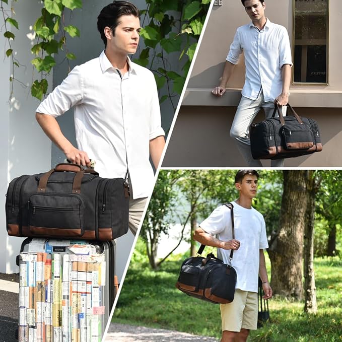 Dimayar Expandable Duffle Bag for Men, 50L Large-Capacity Weekender, Water-Resistant Mens Duffle Bags for Traveling, Lightweight & Durable Overnight Carry-On, Versatile Gym and Travel Bag