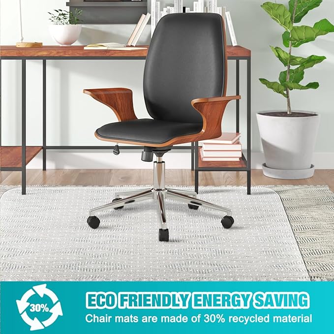 BesWin Office Chair Mat for Carpeted Floors, 45'' x 53'' Large Desk Chair Mat for Low Carpets, Premium Quality Hard Carpet Protector for Work, Home, Gaming, Easy Glide and Flat Without Curling