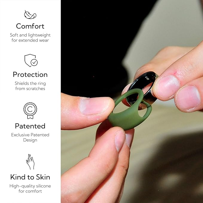 Rinfit Smart Ring Protector - Silicone Ring Enhancer for Active Lifestyle and Gym - StyleFit U.S. Design Patent - Green, Size 11