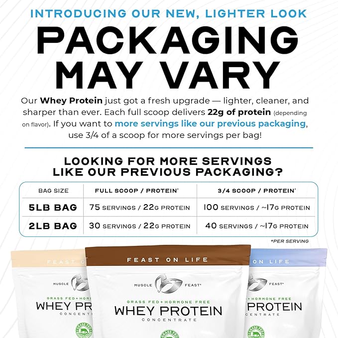 Muscle Feast Grass-Fed Whey Protein Concentrate Powder, All Natural, Hormone Free Pasture Raised Whey Protein Powder for Women & Men, Clean, Non-GMO & Gluten Free Whey Concentrate - Chocolate, 5lb