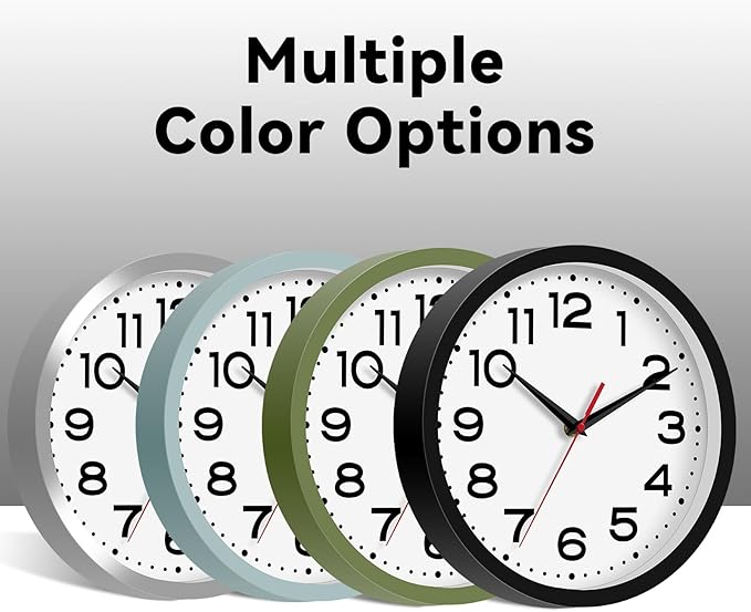 Roymnie Wall Clock Silent Non-Ticking Modern Clock Battery Operated 12 Inch Small Classic Analog Decorative for Kitchen, Bathroom, Office, Bedroom, Home(Blue Gray)