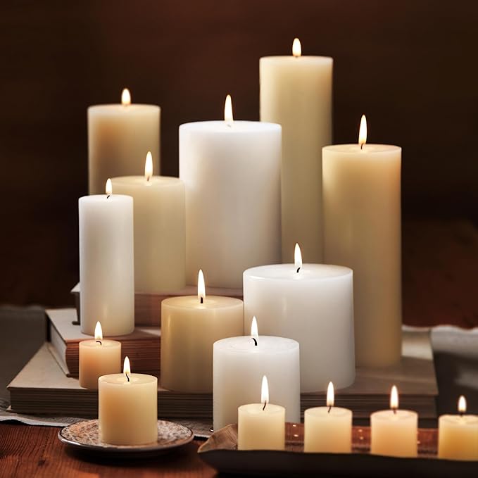 TAG Chapel 3X10 White Pillar Paraffin Wax Candle Unscented Drip-Free Long Burning 145 Hours for Home Decor Wedding Parties Dining Dinner Kitchen Table Tabletop Living Room End Table Decor Decoration