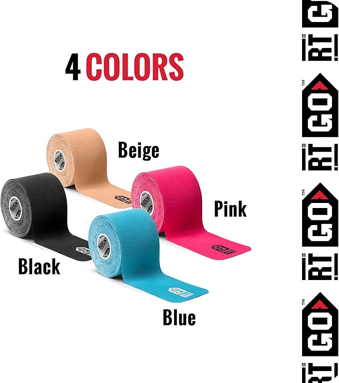 RockTape Go Standard Adhesive Pre-Cut Kinesiology Tape (Black)