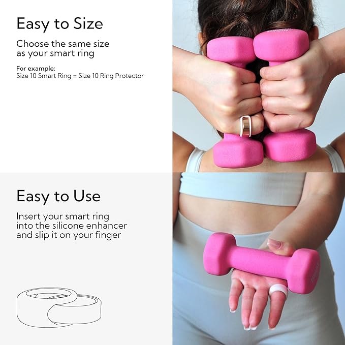 Rinfit Smart Ring Protector - Silicone Ring Enhancer - StyleFit Design Patent - White, Size 9