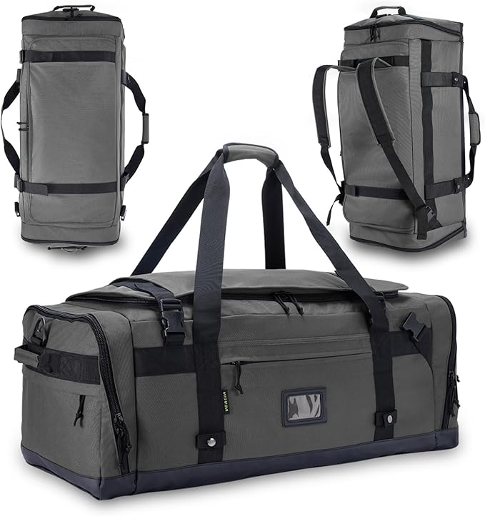 Large Duffle Bag for Travel - Men & Women, Foldable Gym Duffle Backpack, Heavy Duty Tactical Military Canvas Duffel Bags, Extra Big Carry On with Shoe Pockets, Waterproof (80L/103L)
