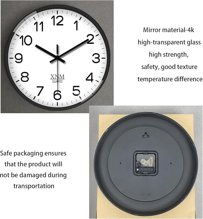 XNM Minimalist Wall Clocks Battery Operated 12 Inch Classic White Analog Wall Clock for Living Room Bedroom Round Silent Wall Clock