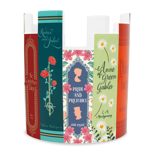 Steel Mill & Co Ceramic Desk Pot for Office/Shelf/Bedroom, Bookish Pen Holder or Small Plant Vase with Classic Literary Book Spine Design, Classic Books