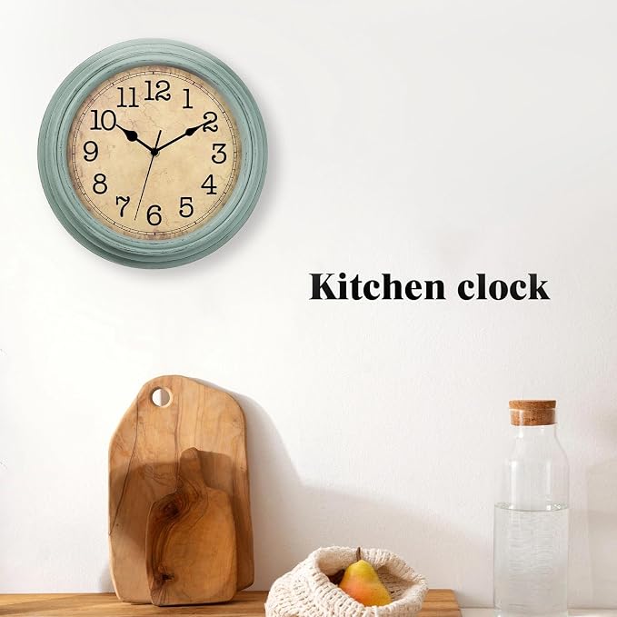 12 Inch Wall Clock, Silent Non-Ticking Decorative Battery Operated Easy to Read for Kitchen Living Room, Bathroom, Bedroom, Office