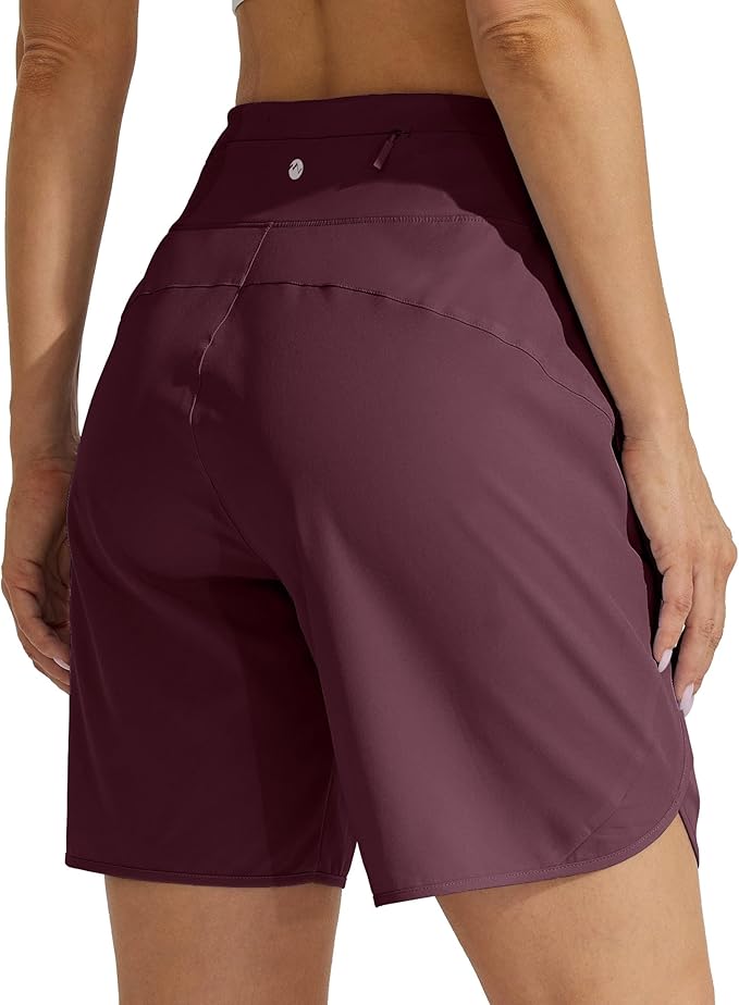 Willit Women's 7" Athletic Running Shorts Long Workout Hiking Shorts Quick Dry High Waisted Active Zipper Pocket(X-Large)
