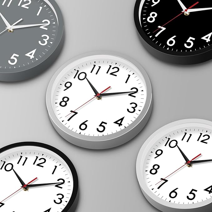 DAXSMY Wall Clock Analog 10 Inch Silent Non Ticking Battery Operated Modern Decorative for Living Room Kitchen Office Bedroom Bathroom(Black)