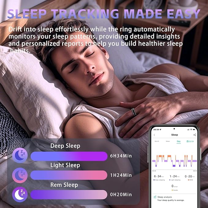 Smart Ring for Men Women ??Fitness Tracker Ring with Heart Rate, SpO2, Blood Pressure, Sleep Monitoring, Step & Calorie Counter, No Subscription Fee, iOS & Android Compatible (Black, 13)