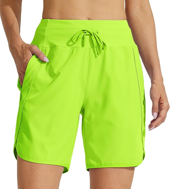Willit Women's 7" Athletic Running Shorts Long Workout Hiking Shorts Quick Dry High Waisted Active Zipper Pocket(3X-Large)
