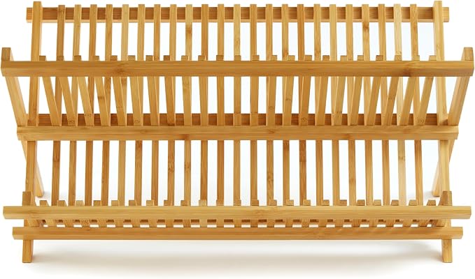 Berghoff Bamboo Plate Rack 20", Light Brown, Durable, Reusable, Drying Rack, Strain Dishes, Lightweight