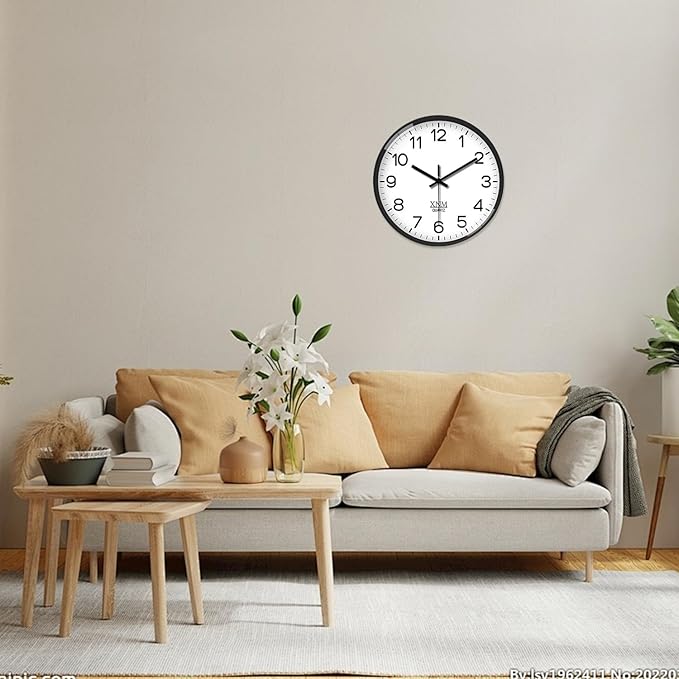 XNM 8 Inch Small White Classic Wall Clock for Living Room Bedroom Kitchen Analog Modern Clocks Battery Operated Minimalist Silent Wall Clock Non Ticking