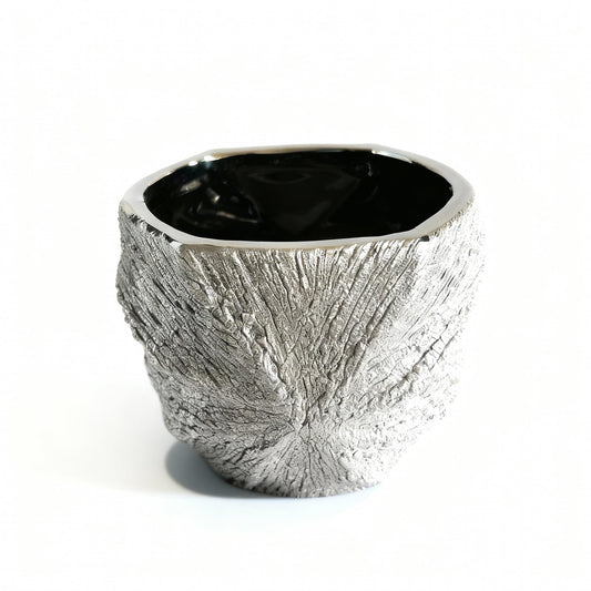 YIOXIN Silver Plated Ceramic Flower Pot - Small Pot Without Drainage Hole, Designed for Succulents, Cacti, and Small Green Plants