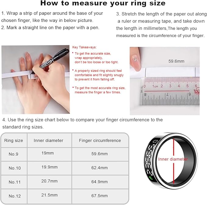 Smart Health Ring with Screen,for Women Men Fitness Tracker Heart Rate, Blood Oxygen, HRV, Sleep Monitoring, Step Counting, IP68 for iPhone and Android, No Subscription Fee (Silver, 10#)
