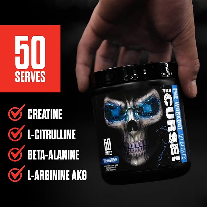 JNX SPORTS The Curse! Pre Workout Powder for Men & Women, Caffeine, Beta-Alanine, Creatine, L-Citrulline, 50 Servings, Tropical Storm Flavor ??Boost Energy, Strength & Focus