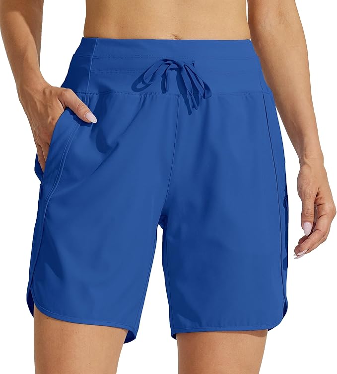 Willit Women's 7" Athletic Running Shorts Long Workout Hiking Shorts Quick Dry High Waisted Active Zipper Pocket(XX-Large)