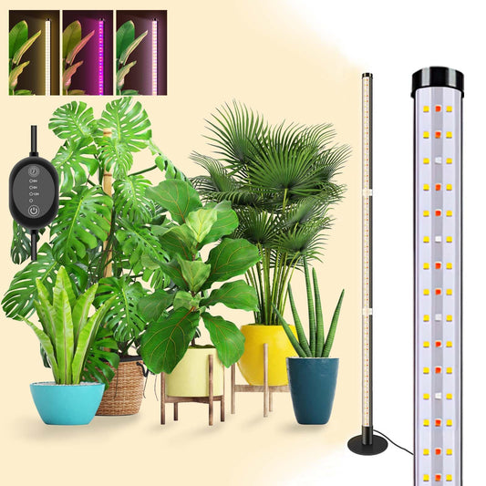 FREGENBO Grow Lights for Indoor Plants, 243 LEDs Plant Growing Lights with 3 Color Changing Red Blue Full Spectrum, 48inch Height Standing Indoor Plant Grow Lamp with 6/9/12H Timer for Indoor Plants