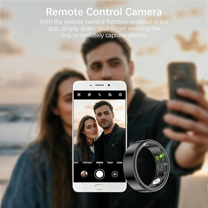 Smart Health Rings for Women Men, Fitness Tracker with Heart Rate, Blood Oxygen, HRV, Sleep Tracker, Step Tracker, No Subscription Fee, IP68 Waterproof Smart Ring for iphone & Android (Black 14#)