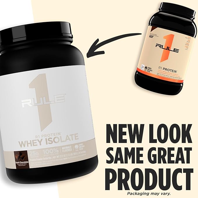 Rule 1 Naturally Flavored R1 Protein Whey Isolate - Clean Formula with 25g Protein & 6g BCAA Exclusively Isolated & Hydrolyzed Sources for Workout Recovery (1.7 Pounds*, Unflavored)