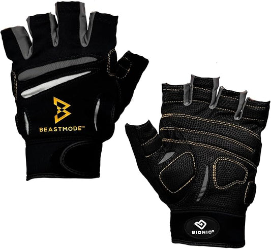 Bionic Men's Beastmode Half Finger Gym Workout Gloves