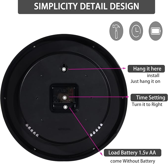 OceeK Wall Clock, Silent Non-Ticking, Modern Small Wall Clocks 8 Inch, Quality Quartz Battery Operated Analog Classic Clocks,Round