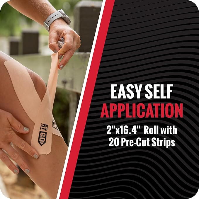 RockTape Go Extra-Sticky Adhesive Pre-Cut Kinesiology Tape (Beige)