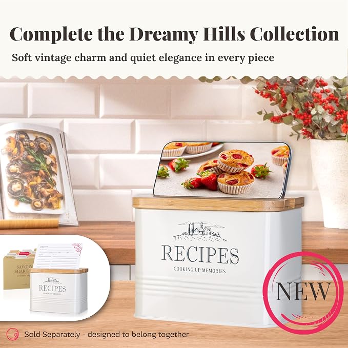 noonberry Kitchen Canisters for Countertop - 3-Piece Airtight Canister Set for the Kitchen Counter with Utensil Holder - Flour Sugar Containers - Cream-White Magnolia Finish
