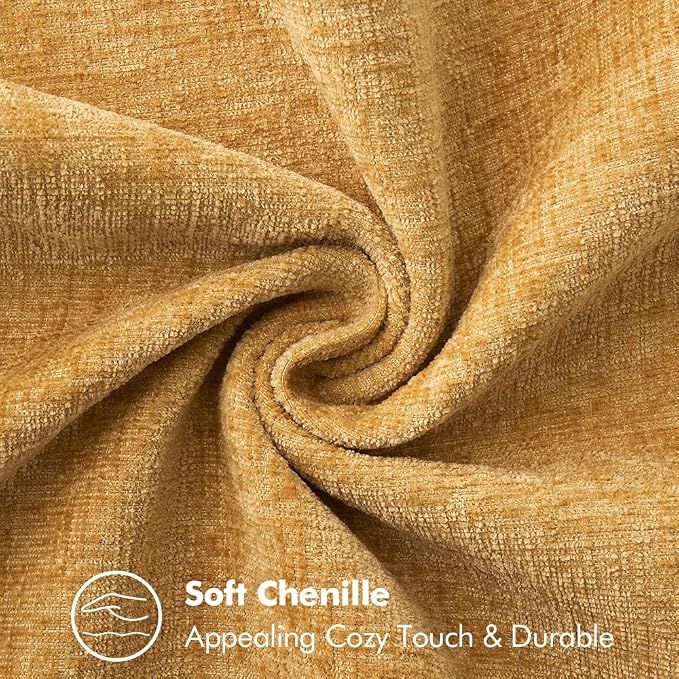 MIULEE Pack of 2 Summer Throw Pillow Covers 18x18 Inch Gold Mustard Yellow Farmhouse Decorative Pillow Covers with Stitched Edge Soft Chenille Solid Dyed Pillow Covers for Couch Sofa Bed Living Room